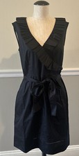LOFT By ANN TAYLOR cotton BLACK PLEATED/TIE BELT  Dress 6-NWT $79
