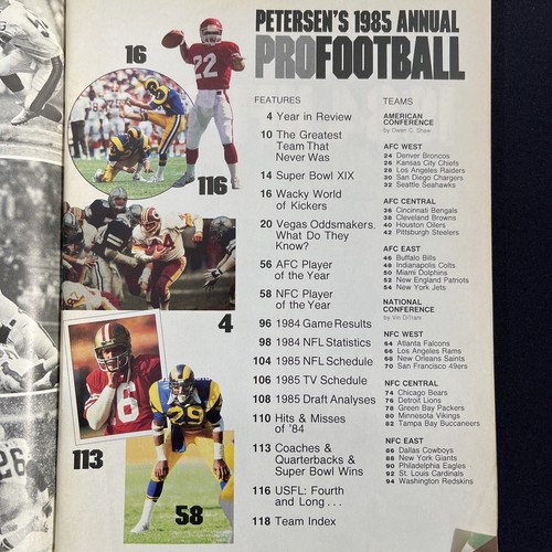 1985 Petersen's Pro NFL Football Annual Preview Magazine Vintage Stats Schedule - 第 3/12 張圖片