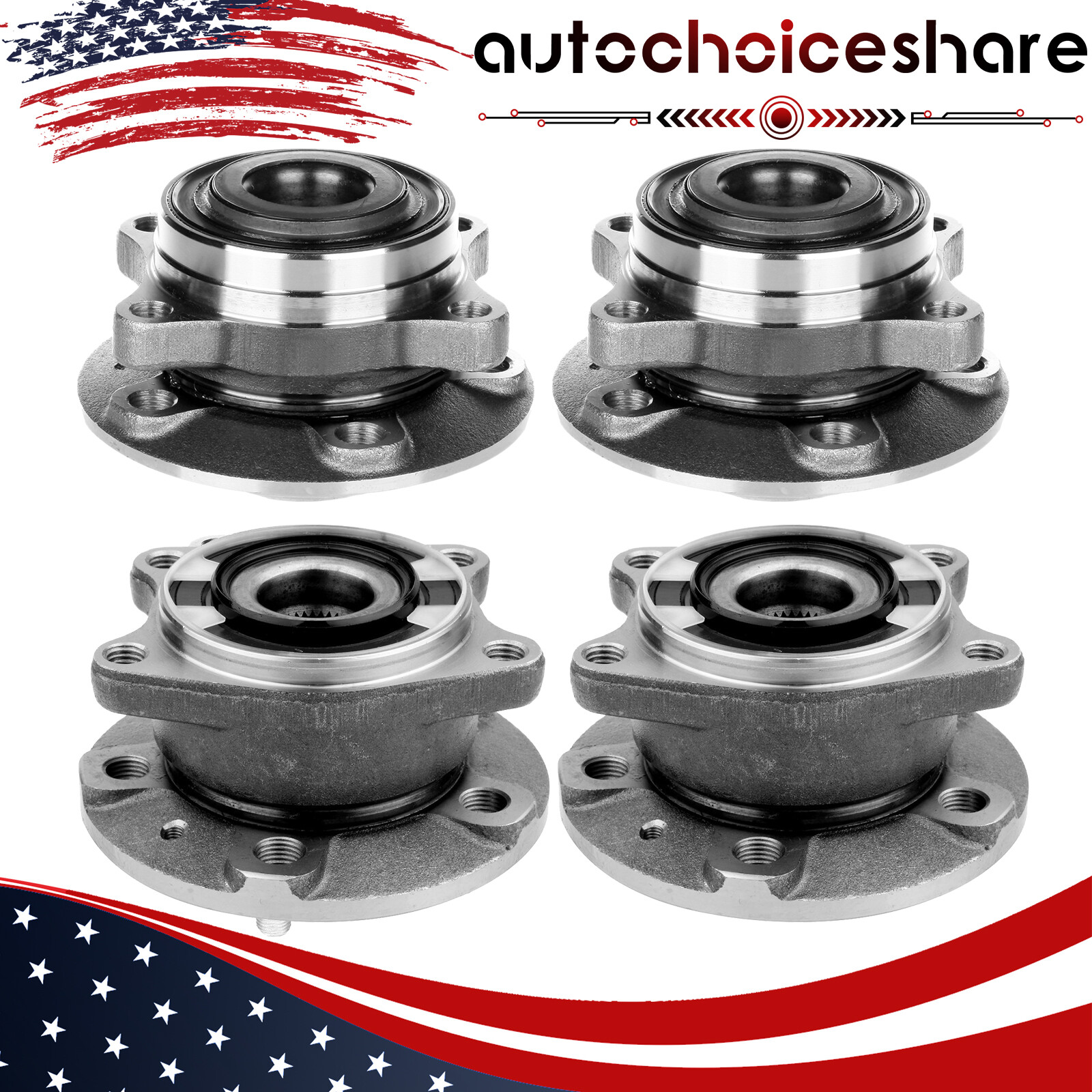 2003-2007 Volvo XC90 AWD 36 Spline Wheel Hub Bearing Assembly Set of 4
