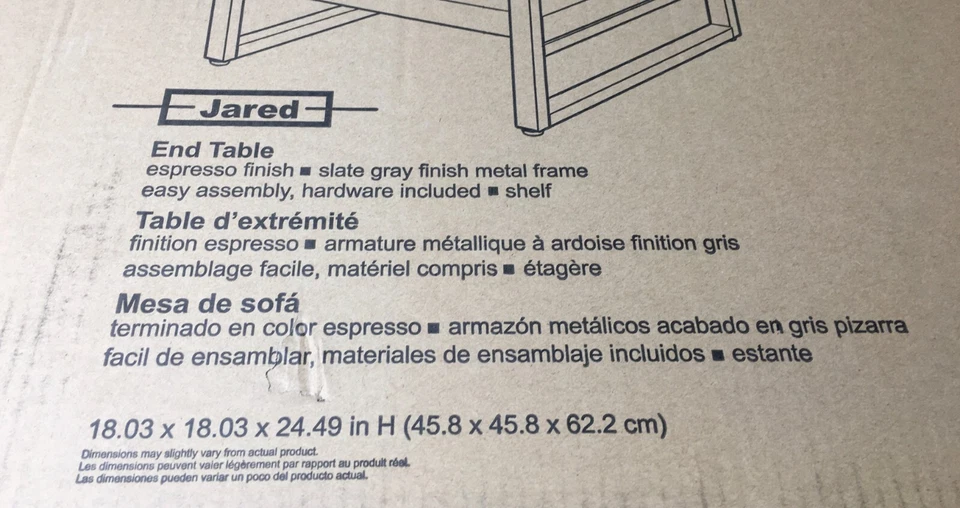 NEW Open Box Winsome Jared End Table Espresso and Slate Gray 93418 - Image 2 of 3