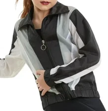 New BALERA Colorblock Stripe Windbreaker Jacket AH10806 GRAY/BLACK LA L ADULT