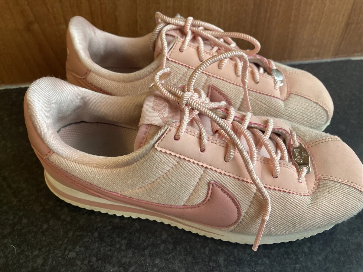 Nike Women's Classic Cortez Rose Pink Gold Leather Trainers Shoes | UK 5