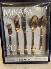 Mikasa Rockford Rose Gold 20-Piece Stainless Steel Flatware Set, Service for 4
