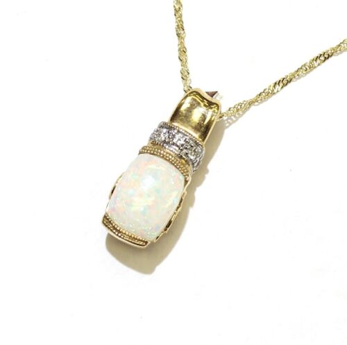 Nuevo Collar Cadena Colgante Topacio Rosa Ópalo Diamante Piedras Preciosas Oro Amarillo 14k 16' - Imagen 2 de 12
