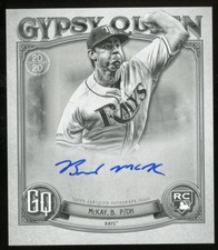 Brendan McKay 2020 Topps Gypsy Queen Auto #d /50 RC Mini Black & White Rays