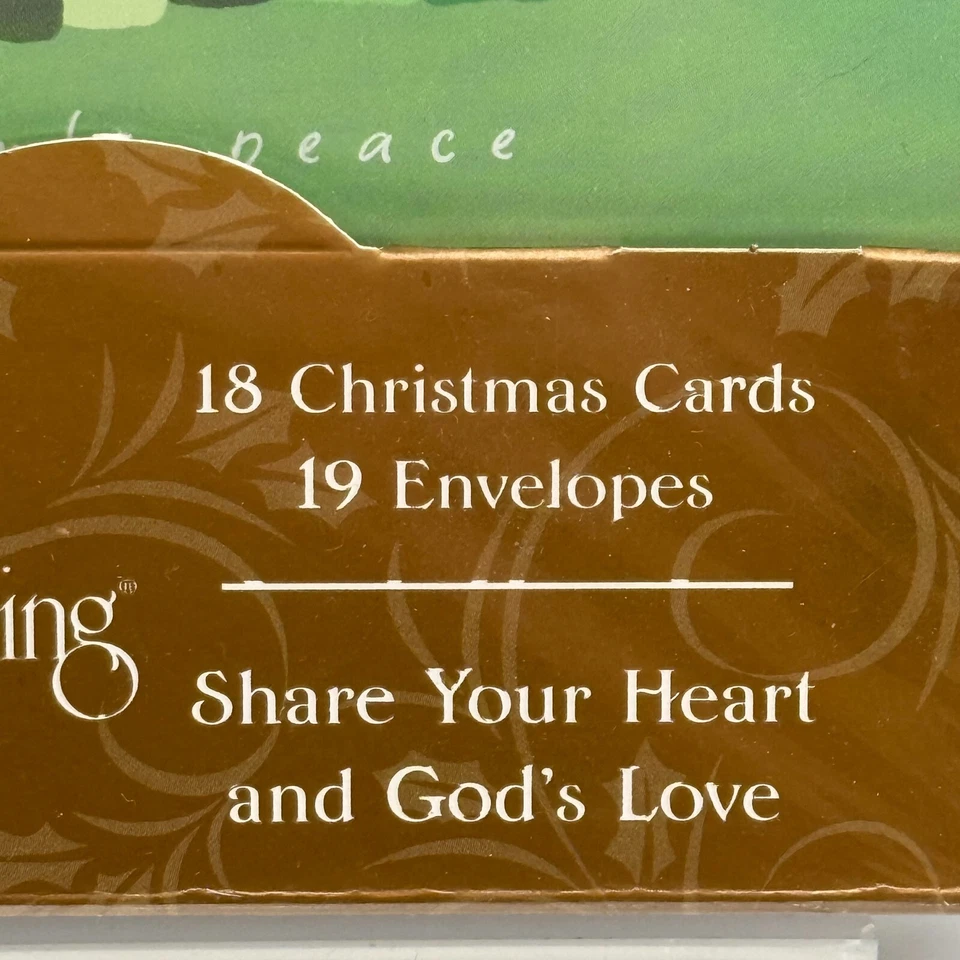 2 paquetes de 18 (36 en total) juegos de tarjetas y sobres de Navidad verde cama para niños gato paz nuevo en caja Foto 4 de 4