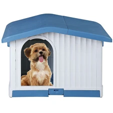 35'' L Plastic Dog House with Liftable Roof Waterproof Pet House Indoor Outdoor