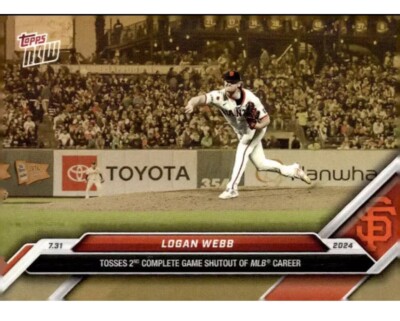 LOGAN WEBB 2024 Topps NOW Gold Bonus #26 Complete Game Shutout PR:700  Giants