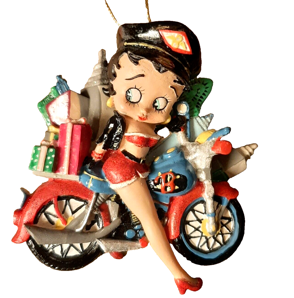 Betty Boop 2006 Holiday Ornament On Motorcycle With Gifts Mrs