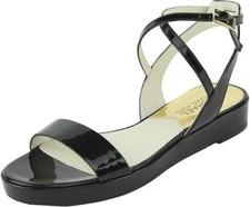 Michael Michael Kors Woman's Kaylee Flat Sandal Patent Black, Size 11 M