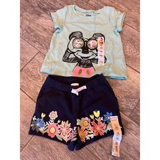 Disney Baby 18 Months MIckey Mouse Short Outfit Set Shorts Top Floral Bling NWT