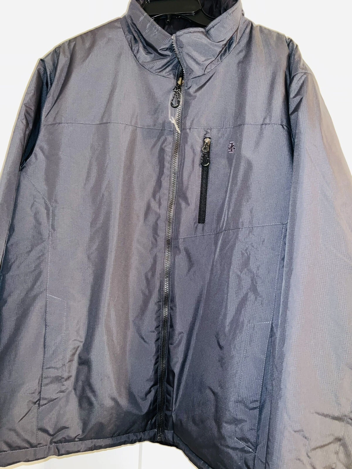 IZOD Men Black & Gray Fully Reversible Insulated Rip Stop Jacket Coat XL NEW