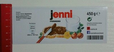 Aufkleber/Sticker: Nutellaglas - Nutella Ferrero -  Jenni - 450g (240316146)