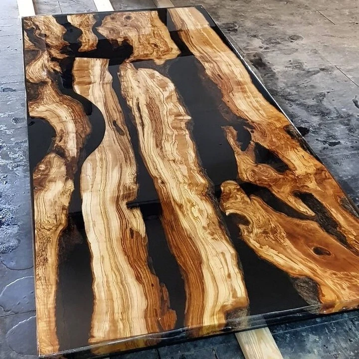 Black Epoxy Resin Table Top, Dining Epoxy Table Top, Handmade Furniture  Decorate