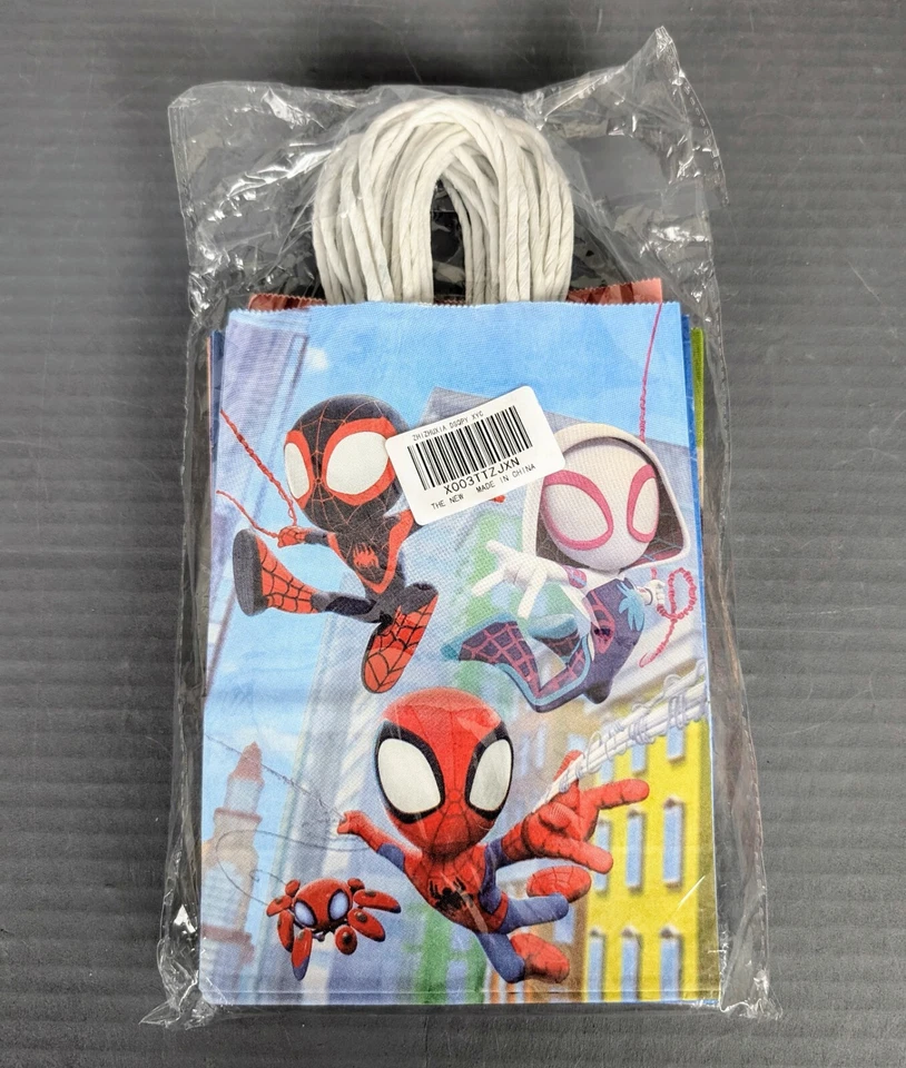 NUEVO PAQUETE DE 16 BOLSAS DE REGALO Spidey & Amazing Friends -Papel- 8 diseños Spiderman Foto 3 de 4