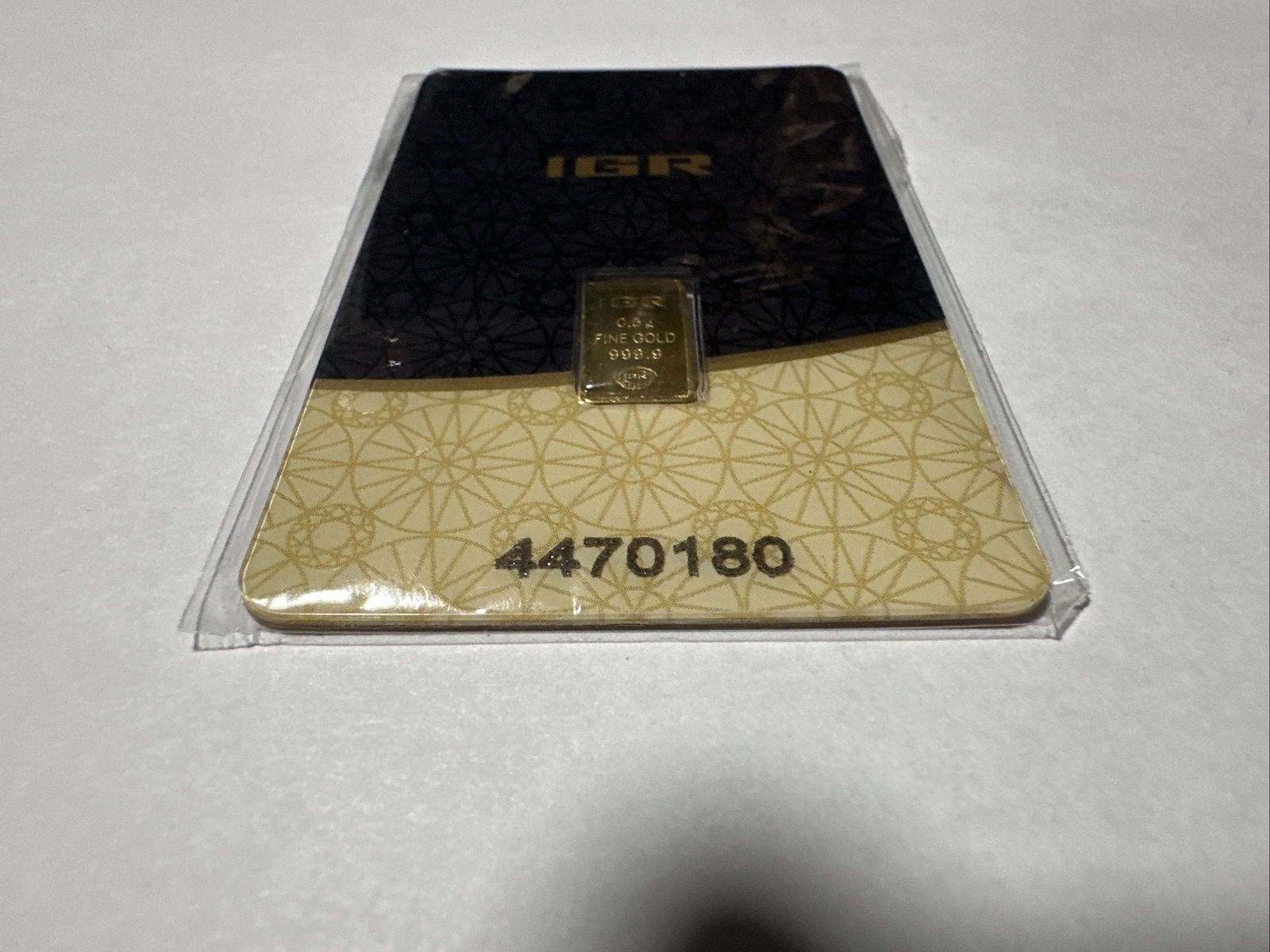 Gold IGR Bar 0.5g Fine 999.9  Assay Certificate