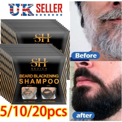Sevich Mens Beard Hair Colour Dye Tint Cream Moustache Blackening Shampoo Black