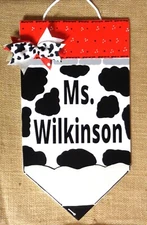 PERSONALIZED PENCIL Cow Print Sign Name Teacher Gift Classroom Class Class