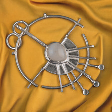 925 Sterling Silver Jewelry Natural Rainbow Moonstone Gemstone Pendant 2.2" FA