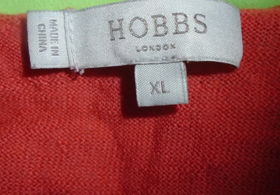Hobbs Gina Cardigan coral orange wool blend button front sweater Size XL vgc - Image 3 of 4