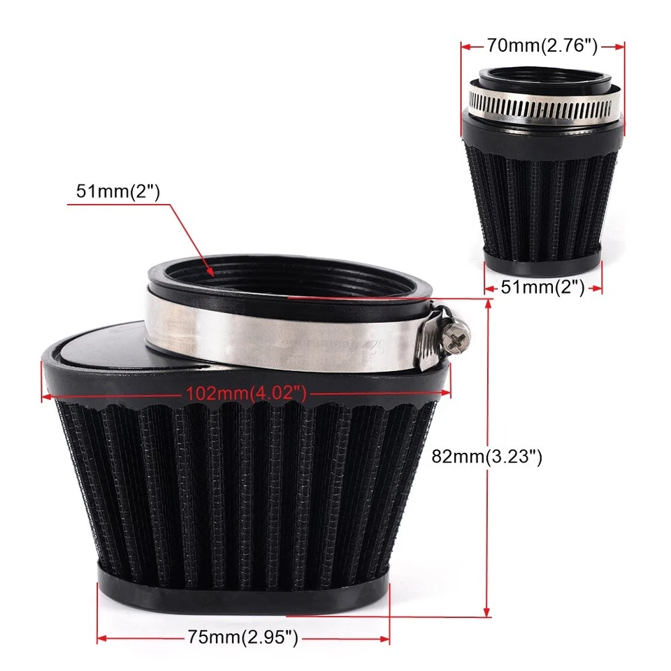 2X 51mm Air Intake Filter Cleaner Pod for Yamaha V Star 1100 XVS1100 Custom Foto 2 de 4