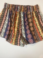Shein multicolor elastic waist flowy shorts women's size M