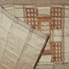 Namaste Vintage Gray Sarees 100% Pure Silk Woven Indian Sari 5YD Craft Fabric