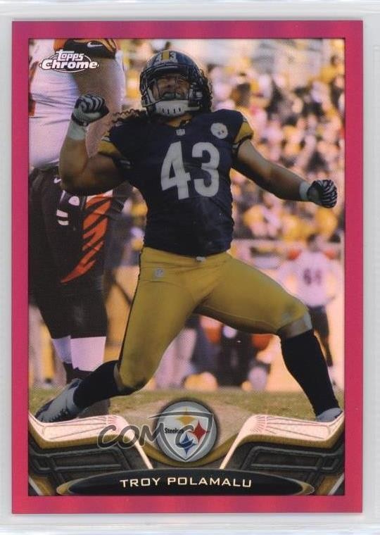 2013 Topps Chrome BCA Pink Refractor 265/399 Troy Polamalu #123 HOF 1by