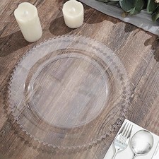 CLEAR 10 Round 10" Plastic Salad PLATES Beaded Rim Party Events Decorations