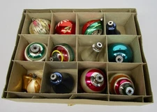 Vintage Christmas ornament lot of 13 some Shiny Brite lantern bells ball stripe