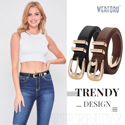 2 Pack Women Leather Belt Fashion Fit Waist Size 31-36 Inches Black+coffee - Picture 2 of 6
