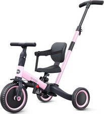 newyoo 5-in-1 Toddlers Tricycle Push Handle Folds Compact For Storage or Travel