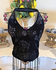 XOXO Women’s Black Floral Halter Bustier Top, Size M Regular