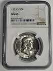 1953-S Franklin Half Dollar 50c NGC MS65