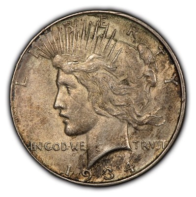 1934-D $1 Peace Dollar - Luster - Original Toning - AU Semi Key Date  - D4193