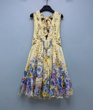 Damen Abendkleid kurz gelb/mehrfarbig Blumen ...