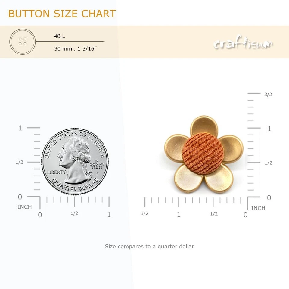 20 PCS 30mm Yellow Fabric Core Flower Sewing Shank Coat Buttons 1 3/16 inch - Image 2 of 4