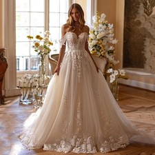 Wedding Dress Off Shoulder Sequine Applique Backless A Line Princess Bridal Gown