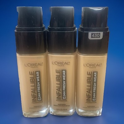 LOREAL Infallible 24hr Fresh Wear Foundation 430 Ivory Buff 1oz Ea 3 PCS Read!!