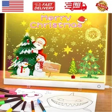 Acrylic Dry Erase Board with Light, 13.7"X10" 6-Color Neon Glow Memo LED Ligh...