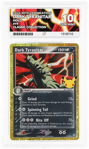 Pokemon Card Dark Tyranitar 19/109 ACE 10 30th Celebration Gem Mint