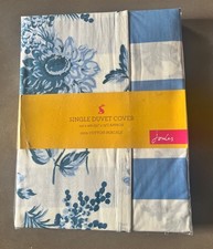 Joules Single Duvet Cover - Floral/Blue Stripes - 140 x 200 (55" x 79")