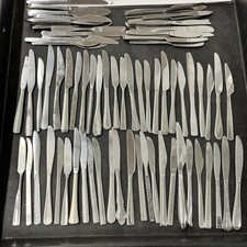 100 Stainless Dinner Knives Restaurants Churches Craft Lot WELL USED Flatware D