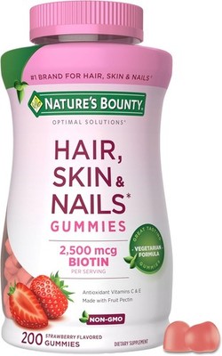 Nature s Bounty 2500mcg Biotin Gummies 200 Ct   Hair, Skin & Nail Health Support