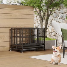 37 Inch Dog Crate, Heavy Duty Dog Crate with Removable Tray, Easy to Assembly...