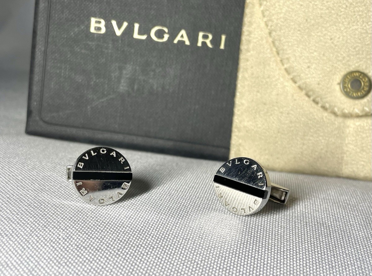 Auth Bvlgari Cufflinks B-ZERO logogram mirrored Silver