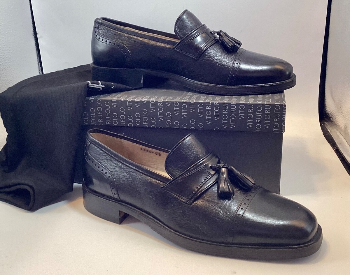 Vito Rufolo Men\'s Black Leather Tassel Loafers Size 10 Made in Italy Dress Shoes Vito Rufolo Black Leather Tassel Loafers Men main image 4