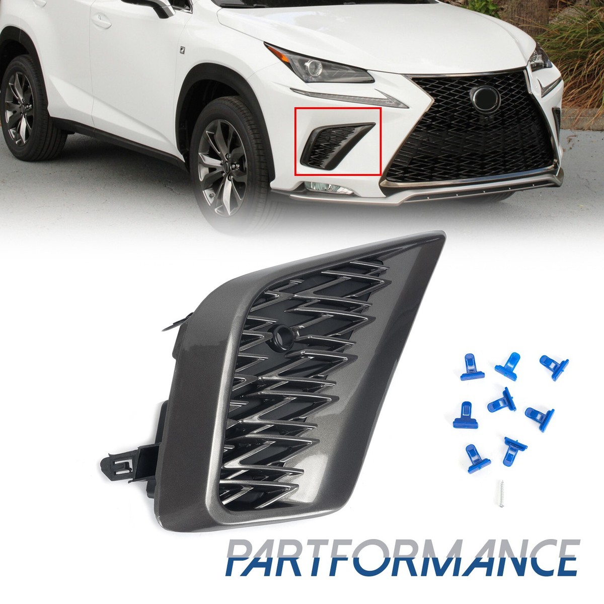 For 2018-2021 Lexus NX300 Bumper Face Trim Cover Grille Right Side