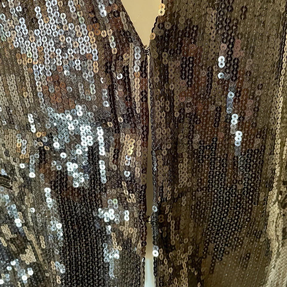 Rachel Zoe Black Sequined Vest Dressy Sparkling Large - Image 4 of 4