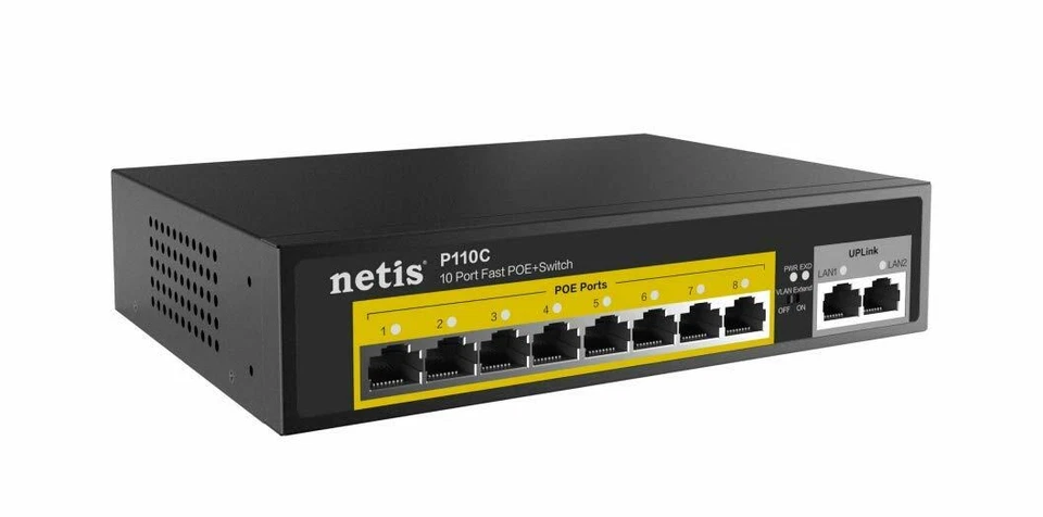Netis P110C 8 POE+2 Uplink 100M Ethernet POE/ POE+ Switch with POE Budget 120W - Image 2 of 3